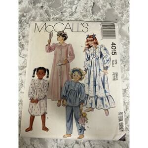 McCall's 4016 Pattern Girls' size Small Pajamas and Nightgown And Robe 1988 Cut
